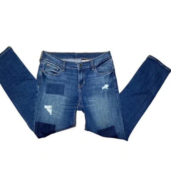 Sandra Venditti Milan blue patchwork slim-fit denim jeans size 26 - Picture 2 of 7